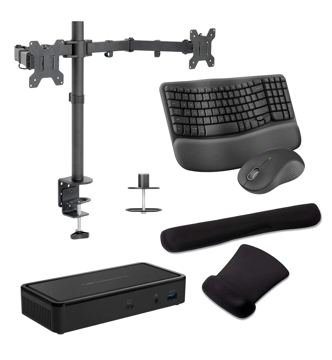 Belkin Belkin Thunderbolt 3 Dock Plus 60W Bundle with MK670 Keyboard Mouse Gel Pad Dual Monitor Stand — product photo