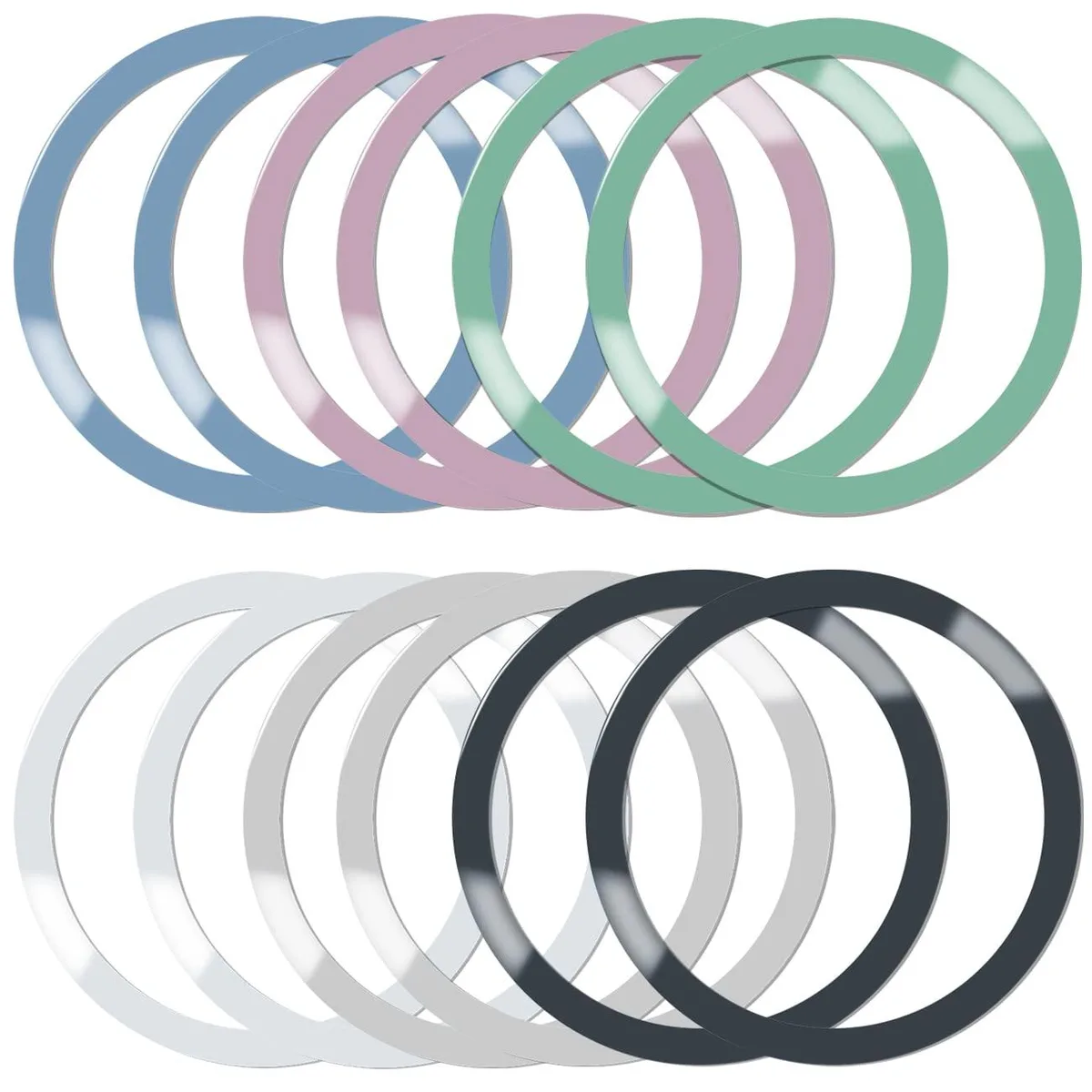 No Sew No Sew 12-piece metal ring set 6 colours .5 mm 46 mm 56 mm cell phone battery — product photo