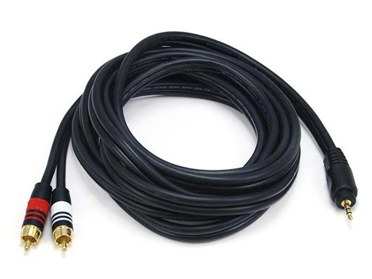 Monoprice Inc. Monoprice 105599 10ft 3.5mm Stereo Male to 2RCA Male 22AWG Cable Black — product photo