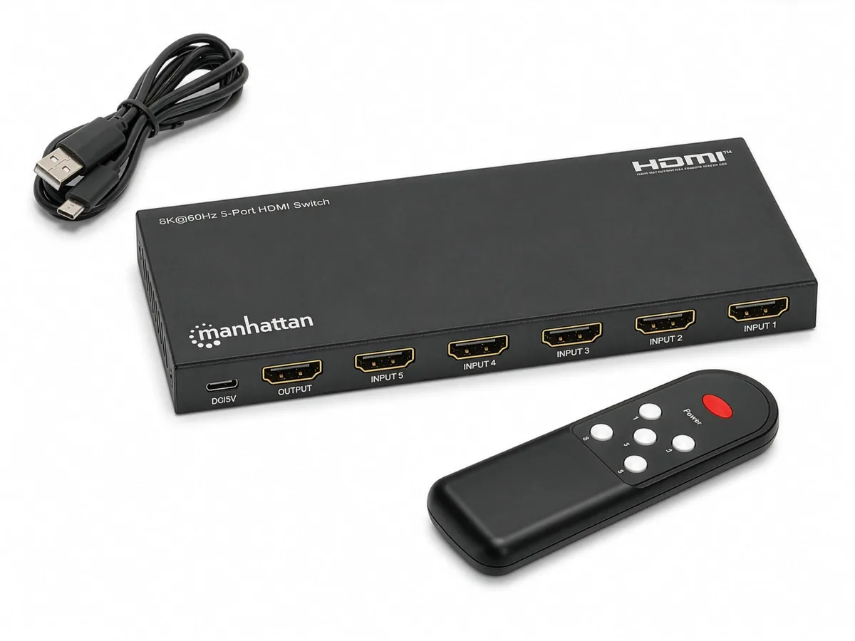 MANHATTAN MANHATTAN 208482 5×1 HDMI video switch 8K60 4K120 48Gbps — product photo