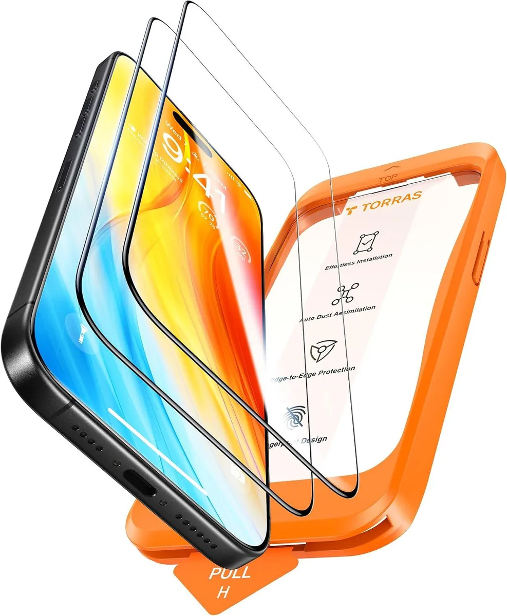 Two clear tempered glass screen protectors for iPhone 15 Pro