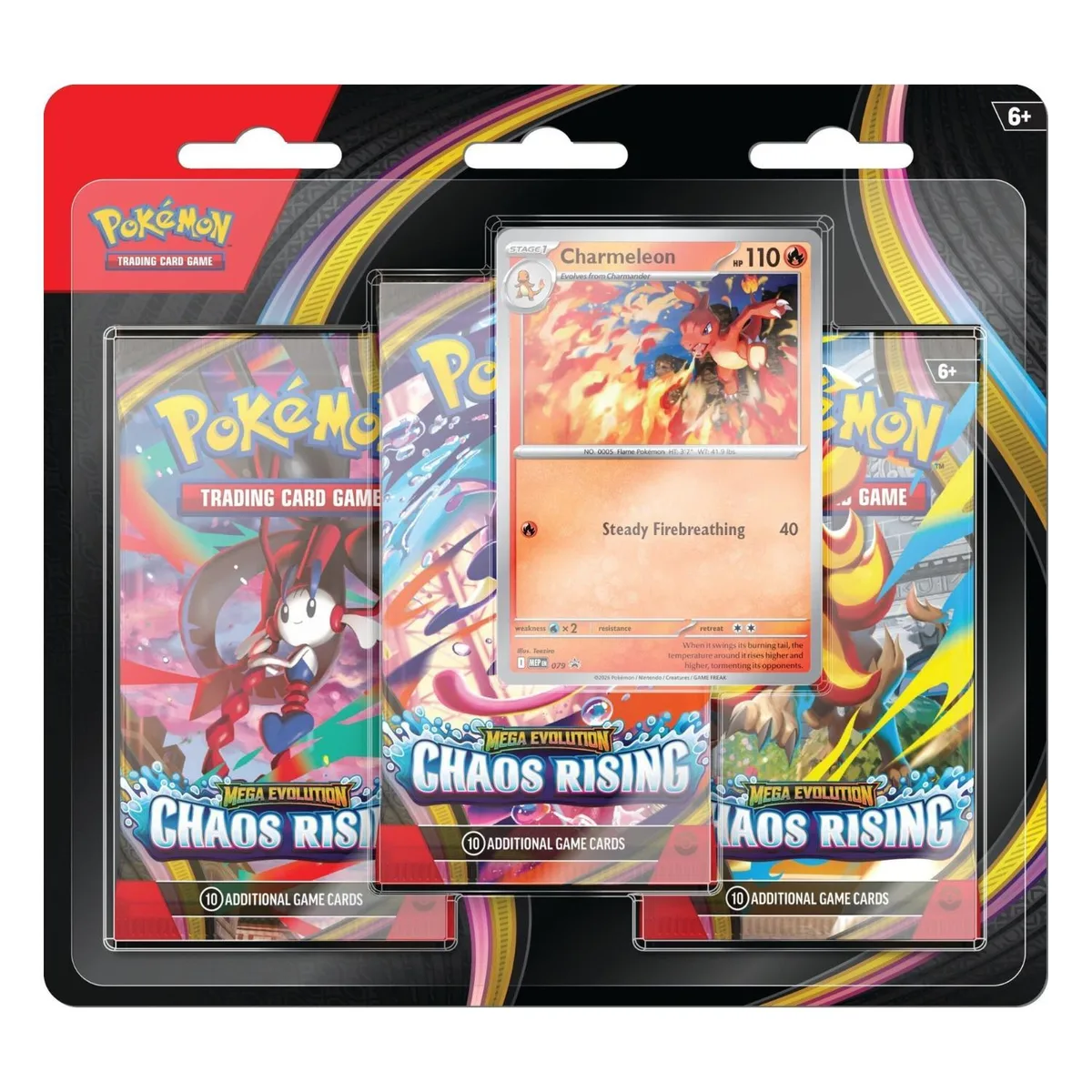 The Pokémon Company Int'l The Pokémon Company Int'l ME4 Chaos Rising 3-Pack Blister Charmeleon Collectible — product photo
