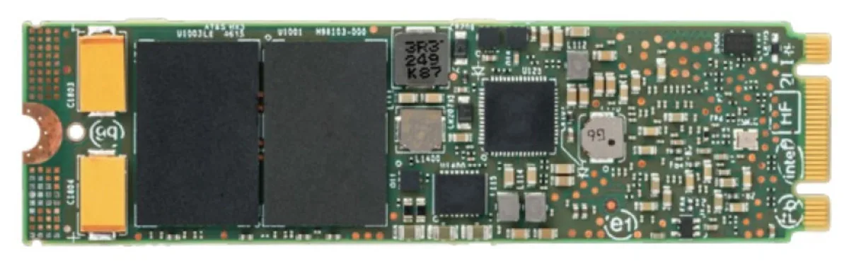 Green and black M.2 SATA SSD circuit board