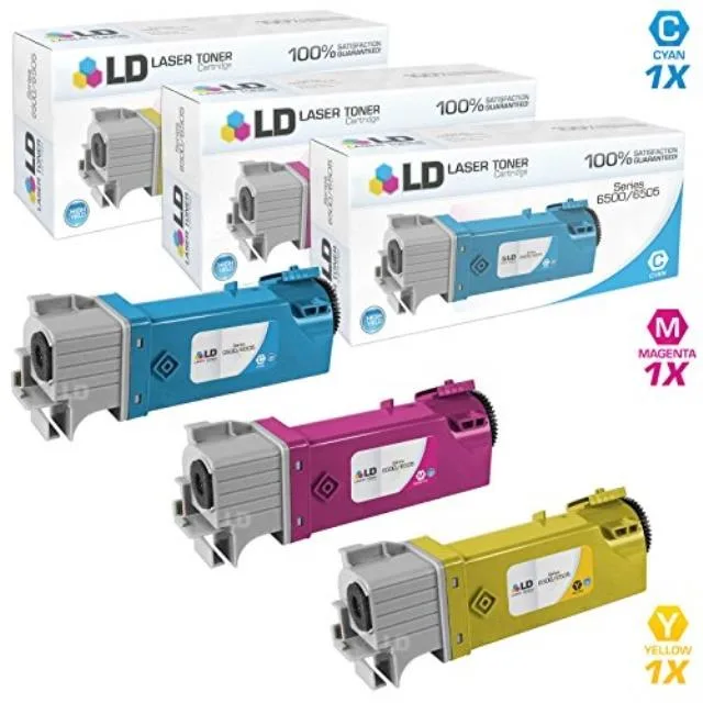 XEROX Xerox Phaser 6500 set of 3 high yield toner cartridges 106R01594 106R01595 106R01596 — product photo
