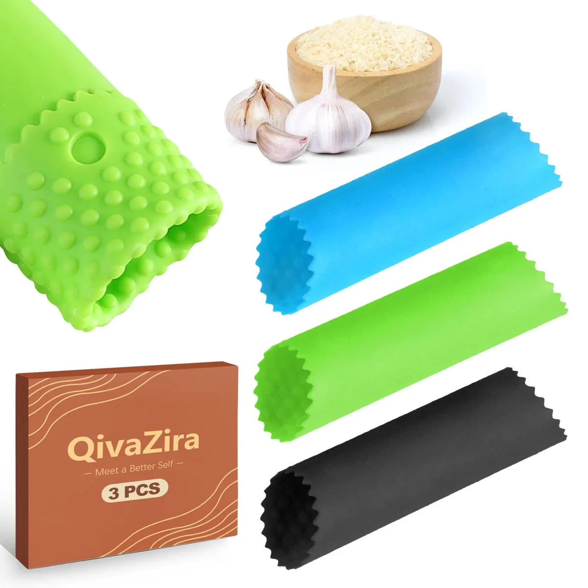 Flexible silicone tube roller for peeling garlic cloves