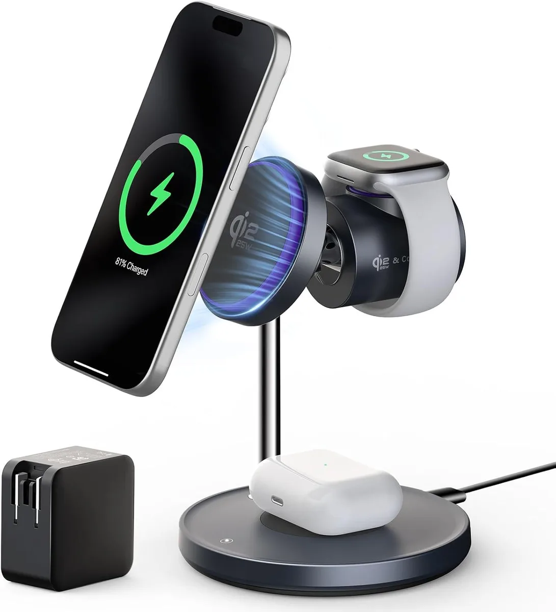 FLEANE FLEANE Qi2.2 25W 3-in-1 Wireless Charger with Cooling Fan 45W GaN Adapter — product photo