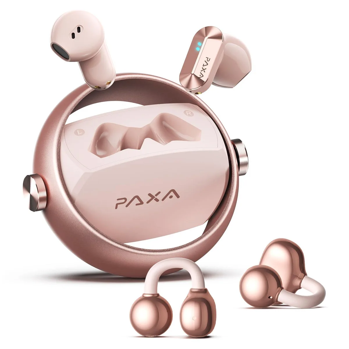 Naxa Ctbuds 2 in 1 Clip-on Earbuds Rose Gold — product photo