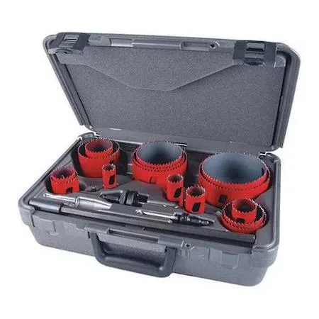 Morse 19-piece bimetal hole saw kit with two arbors, extension and case