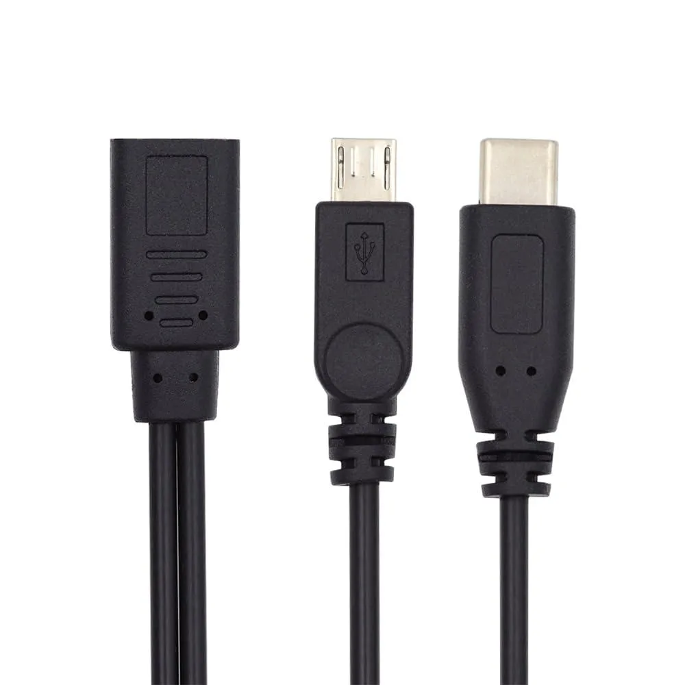 Vszerda Vszerda U2-069-TC001-XY USB-C female to USB-C &amp; micro-USB male splitter cable 30cm 32AWG — product photo