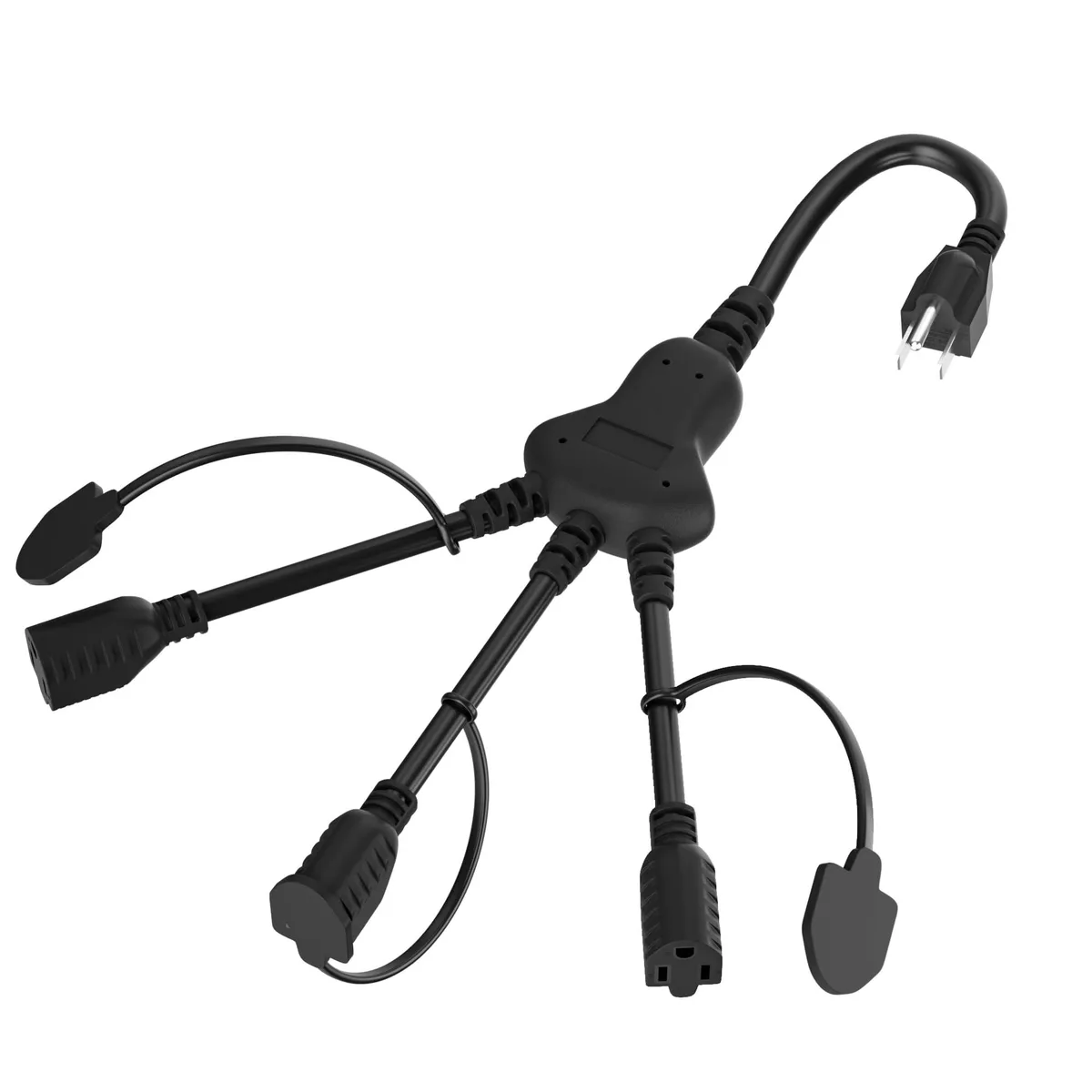Elecan ZJ-2B 1-to-3 Power Splitter Cord 1.5 ft 16 AWG 13A 125V Black — product photo