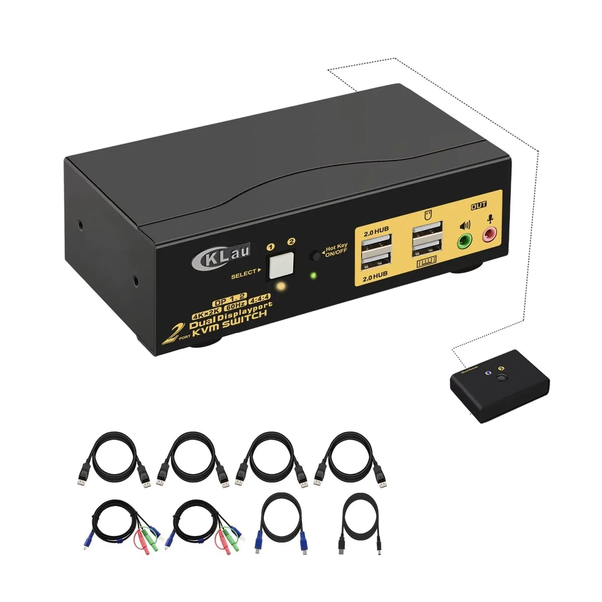 CKLau CKLau 4K@60Hz 2 Port Dual Monitor DP 1.2 KVM Switch — product photo