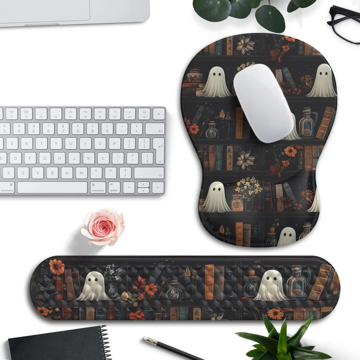 Mechanical Cattle 8LRE3 Green Extended Mouse Pad & Wrist Rest 14 x 9.5 x .1 in — product photo