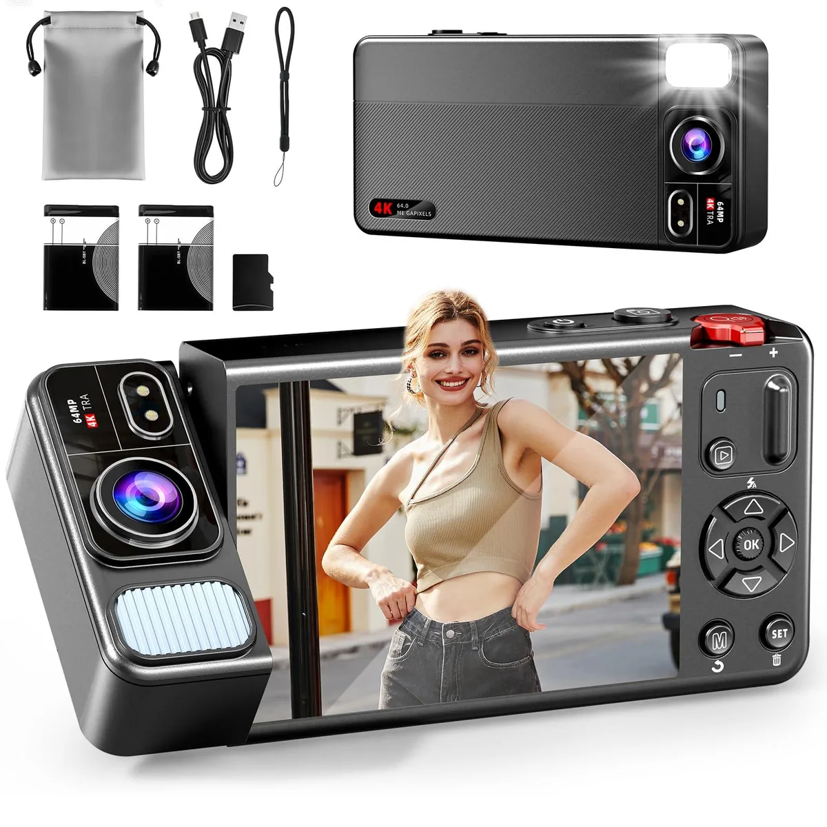 ZEOUPT CV21 4K 64MP 18x Zoom 270° Flip Screen Black — product photo