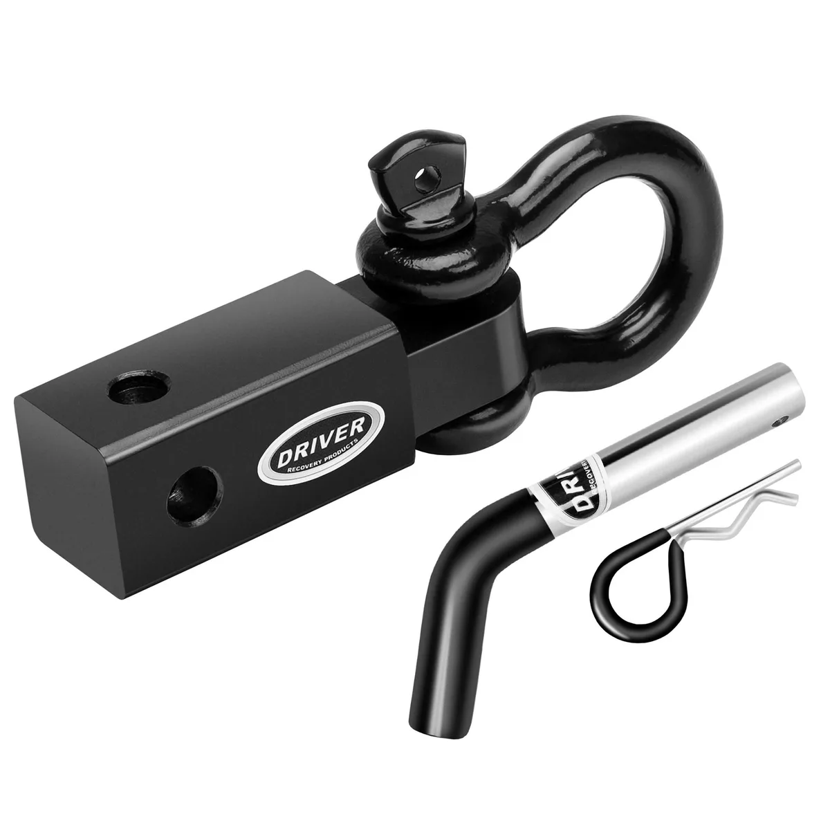 Driver Recovery Products Driver Recovery Products 2 Inch Shackle Hitch Receiver 5/8" Pin 5-Ton 3/4" D-Ring — product photo