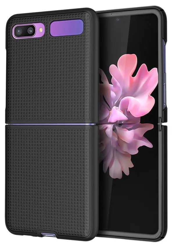 Nakedcellphone Nakedcellphone Grid Case Snap-On Cover Black for Galaxy Z Flip SM-F700 SM-F707 — product photo