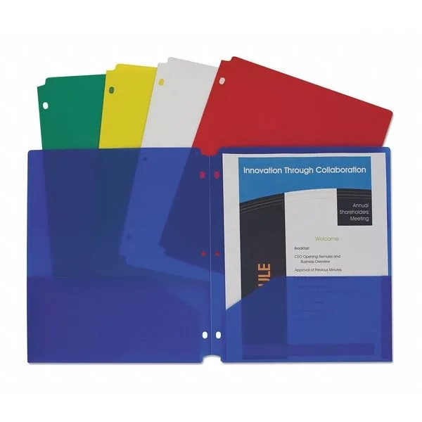 C-Line C-Line 32930 Two-Pocket Heavyweight Poly Portfolio Folder 3-Hole Punch Letter Assorted 10 Pack — product photo
