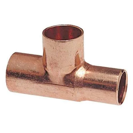 Copper tee fitting with three half-inch sweat connections, wrot copper finish