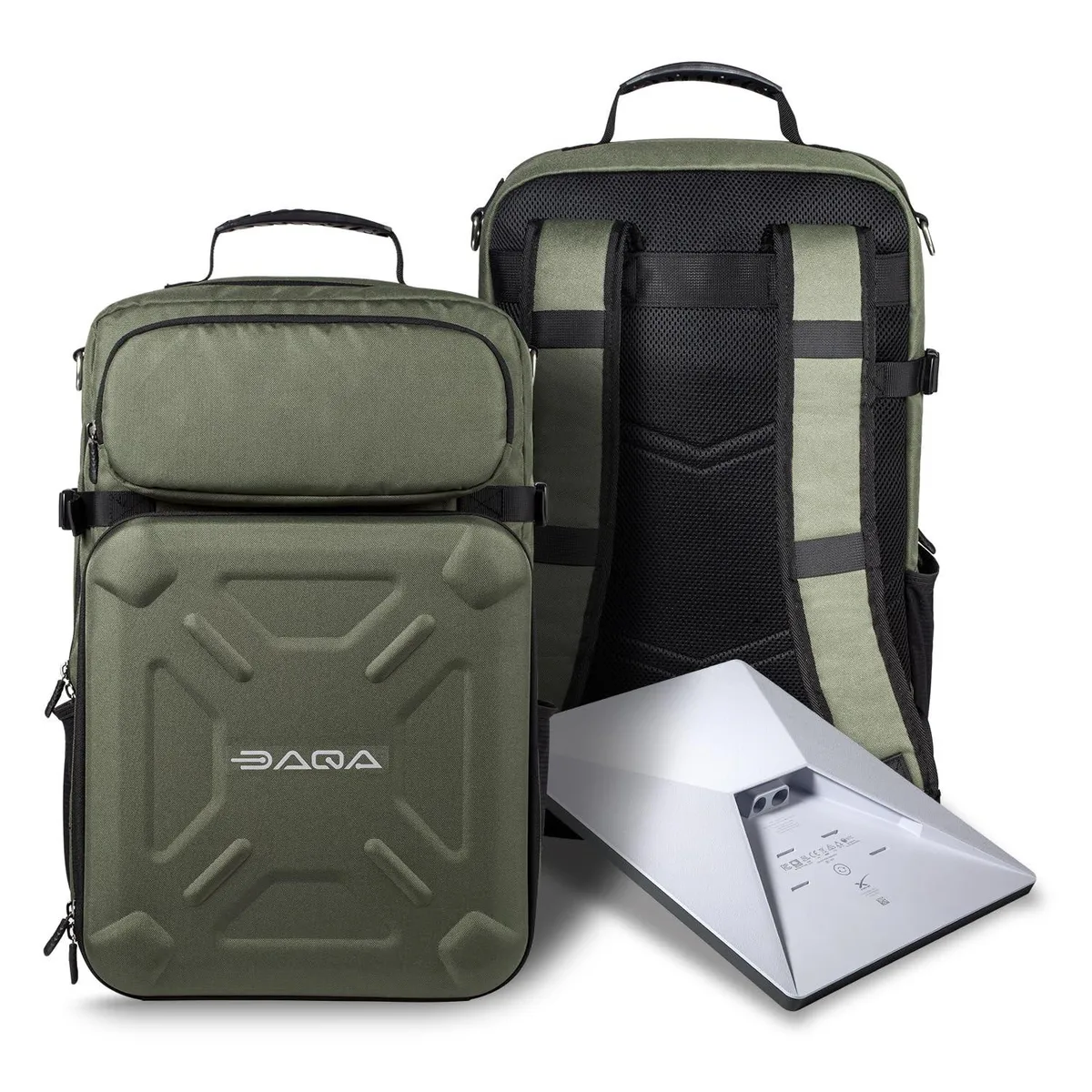 Rectangular backpack with padded Starlink Mini compartment and water-resistant fabric