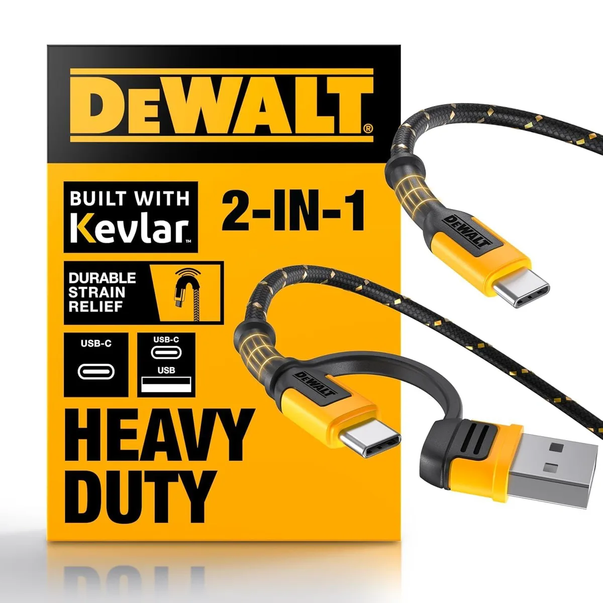  Belkin Dewalt 2 in 1 Charging Cable w/Type A Adapter, 4ft, 40W, Orange — product photo