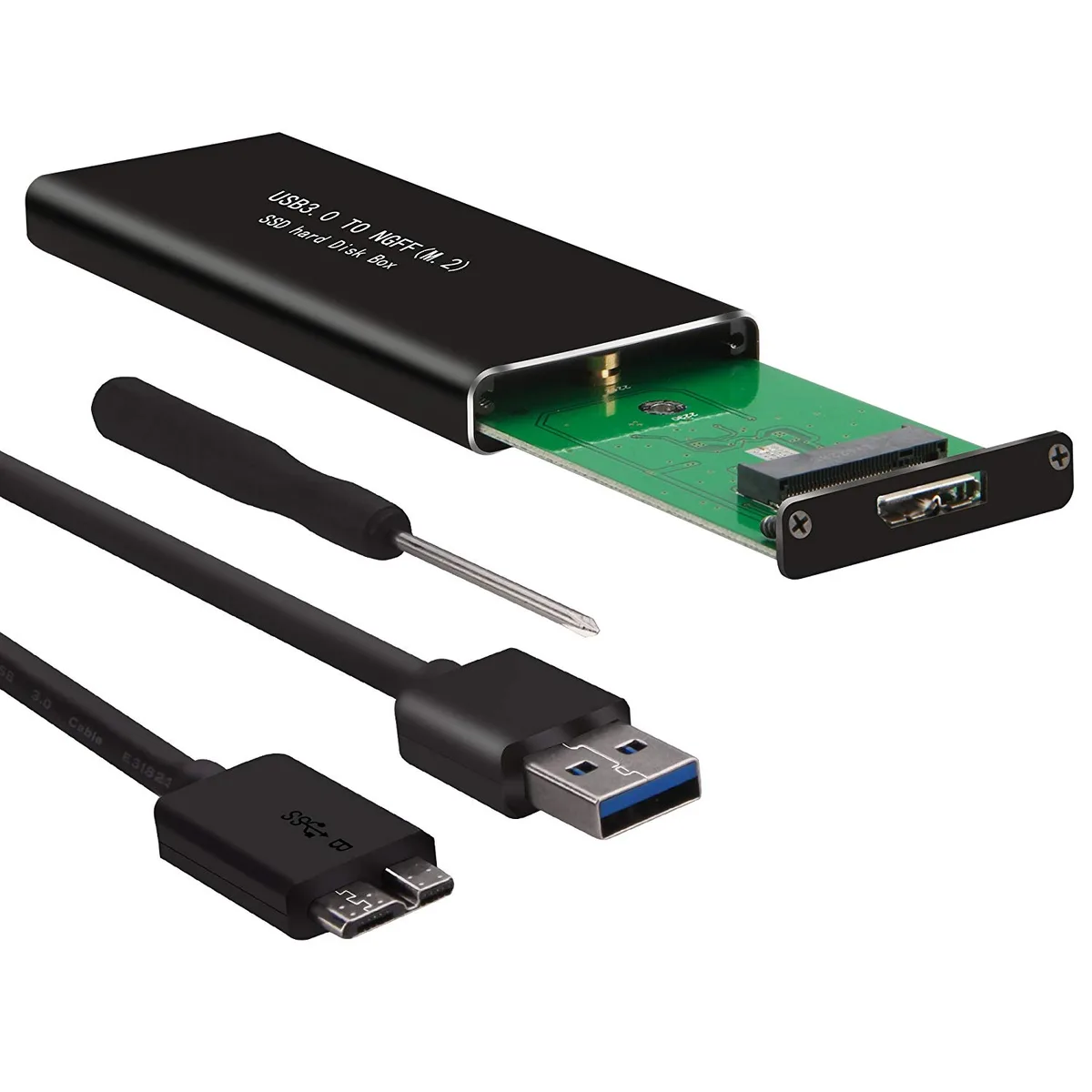 LUOM LUOM M.2 NGFF SATA Enclosure USB 3.0 5Gbps UASP 2230 2242 2260 2280 Key B B+M — product photo