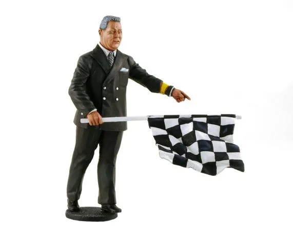 Le Mans Miniatures Le Mans Miniatures 1950-1970s Director of the Course Checker Flag Figurine 1/18 hobby collectible — product photo