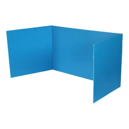 Blue corrugated plastic trifold study carrel pack of 24, folded flat