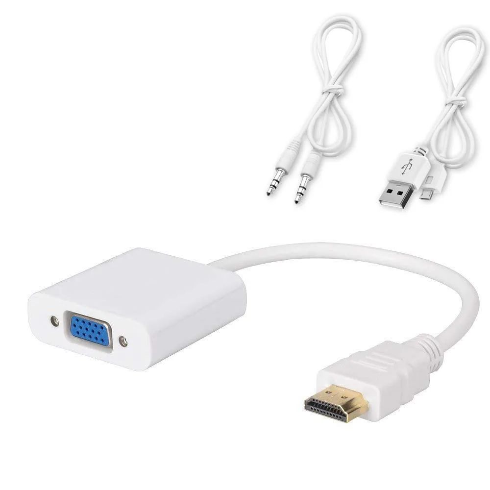 WRIARICH WRIARICH HDMI to VGA Adapter White 3.5mm Audio USB Power 1920x1080 — product photo
