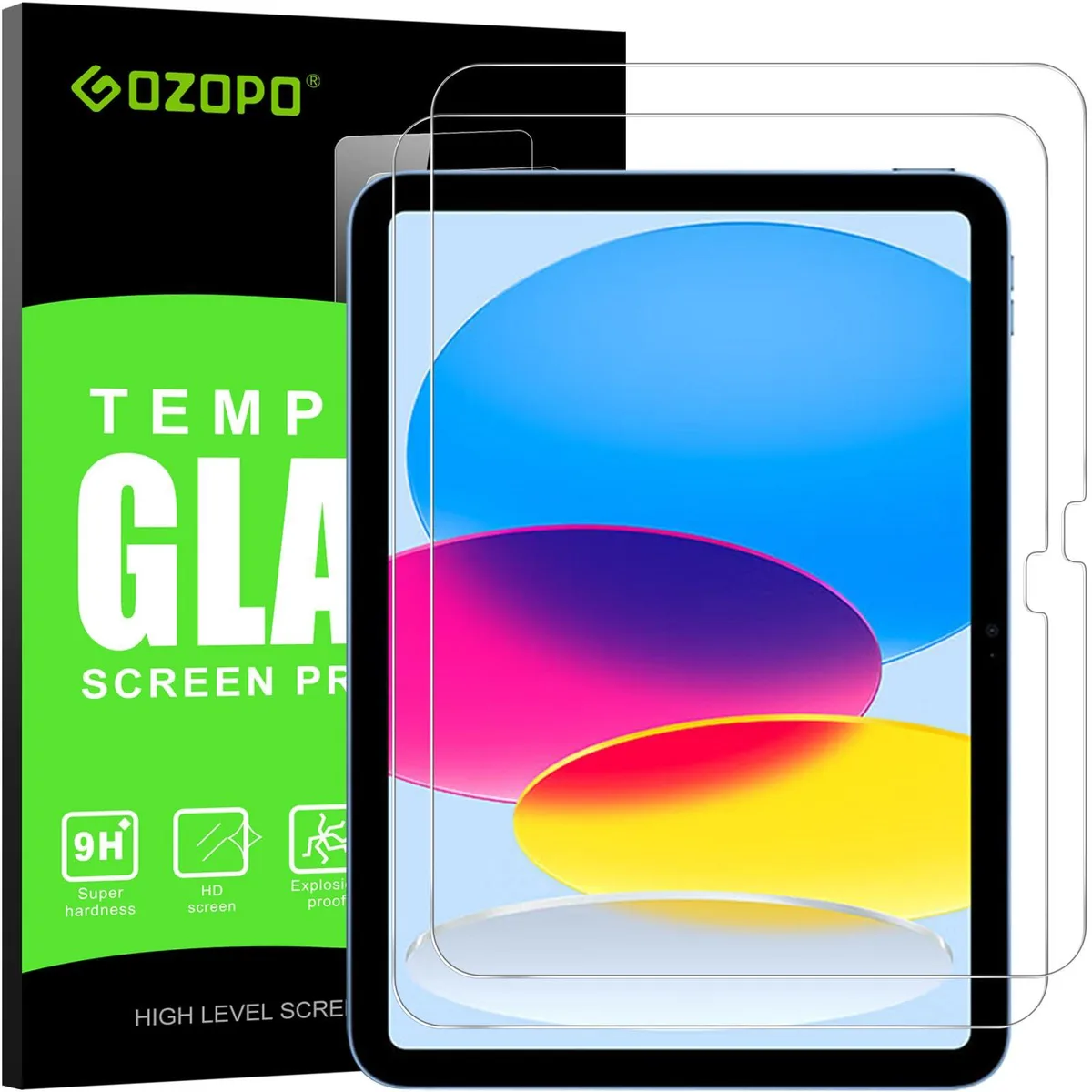 GOZOPO 2-Pack Tempered Glass Screen Protector for iPad 11th Gen 11-inch 2025 / 10th Gen 10.9-inch 2022 — product photo