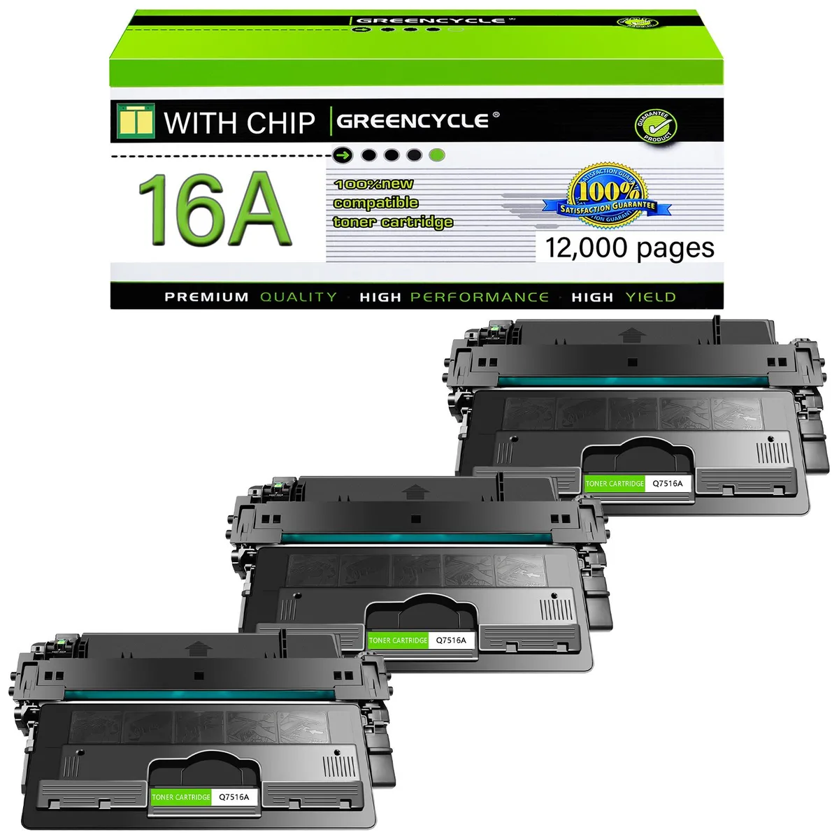 GREENCYCLE GREENCYCLE Q7516A compatible toner cartridge 3-pack black 12000 pages — product photo