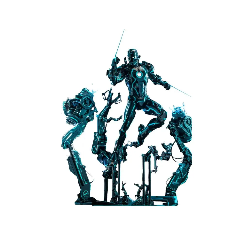 Hot Toys Hot Toys MMS672D50 Neon Tech Iron Man &amp; Suit-Up Gantry Deluxe action figure — product photo