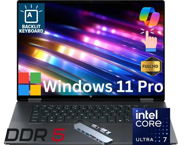 HP HP OmniBook X Flip 2-in-1 16 AI PC 16" FHD+ Touch Intel Ultra 7 256V 16GB DDR5 1TB SSD Wi-Fi 7 — product photo