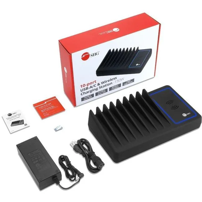 SIIG, Inc SIIG, Inc ACPW1R11S1 10-Port USB-A/C Wireless Charging Docking Station 150W — product photo
