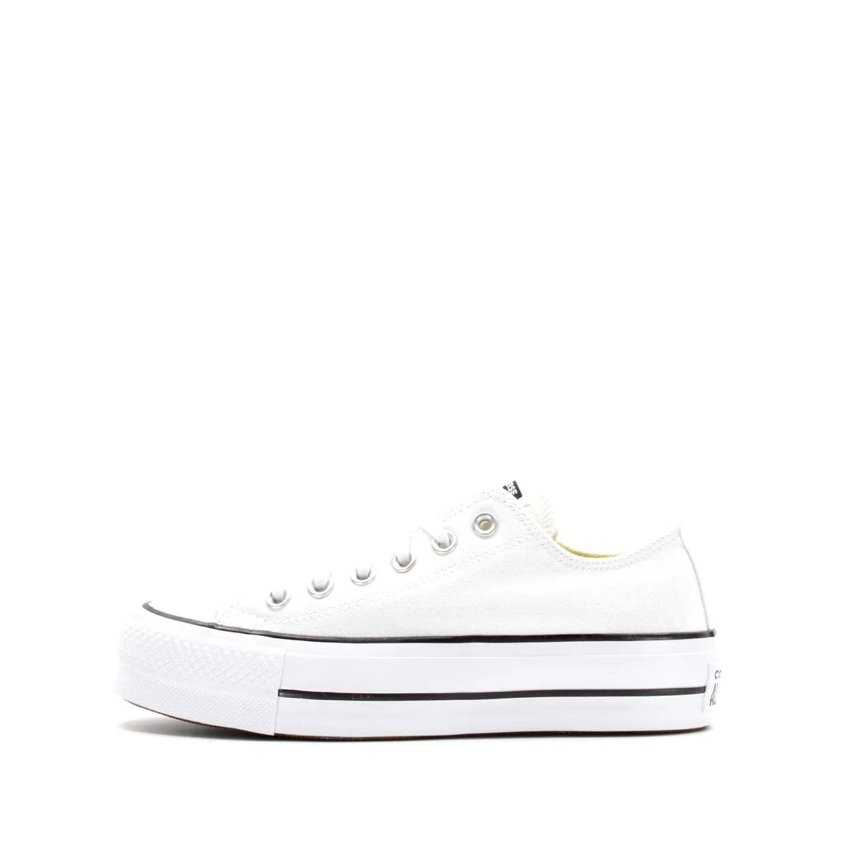 White canvas high-top sneaker with 40mm platform sole