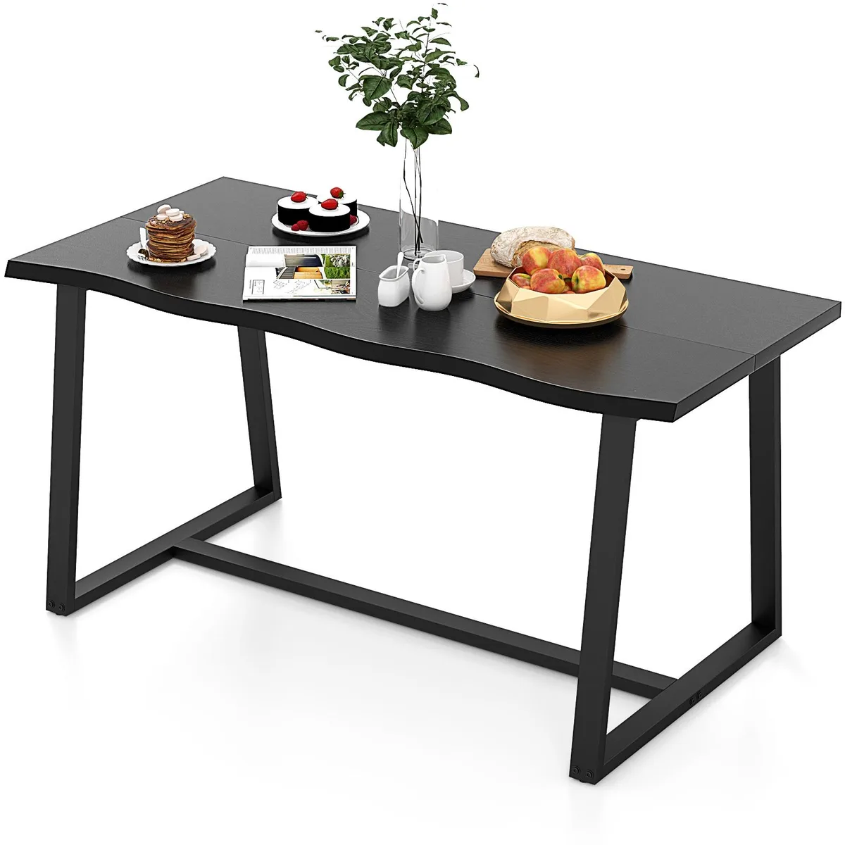 SlickBlue SlickBlue 63" Dining Table Wavy Edge Black 76 lbs — product photo