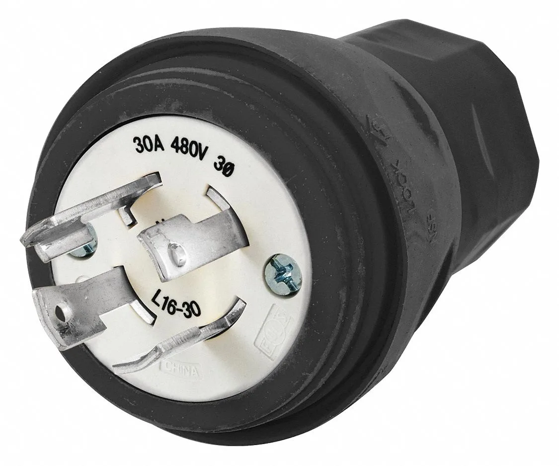 Hubbell Incorporated Hubbell Incorporated HBL28W76BK Watertight Locking Plug L16-30P 30A 480V AC — product photo