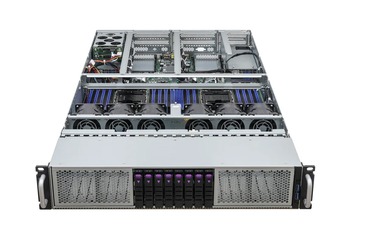 ASRock Rack ASRock Rack 2U4G8E-EGS2 barebone server 2U dual socket 16 DIMM 8 NVMe 4 GPU — product photo