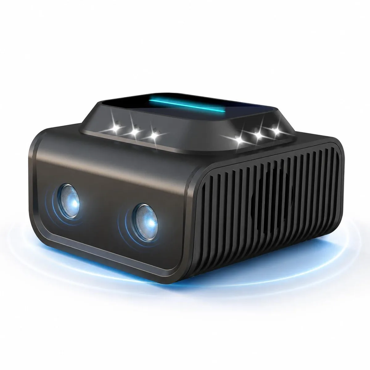 Black electronic pest repellent plug-in with 12 LED strobe lights
