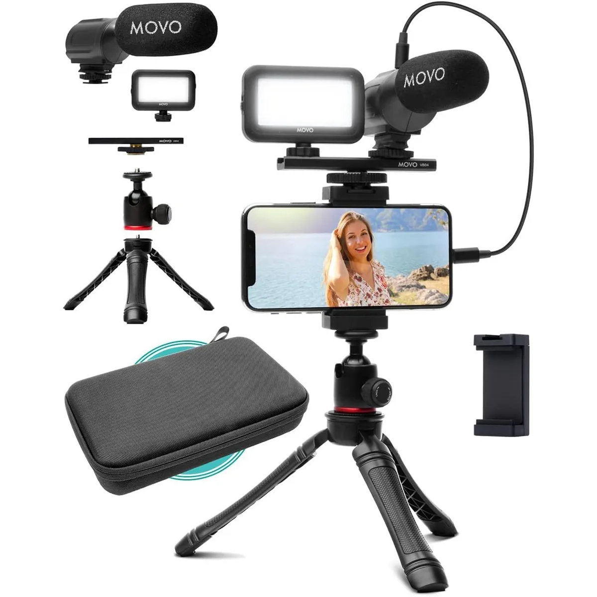 Movo Movo iVlogger Smartphone Video Kit with Tripod, Mic, LED Light — product photo