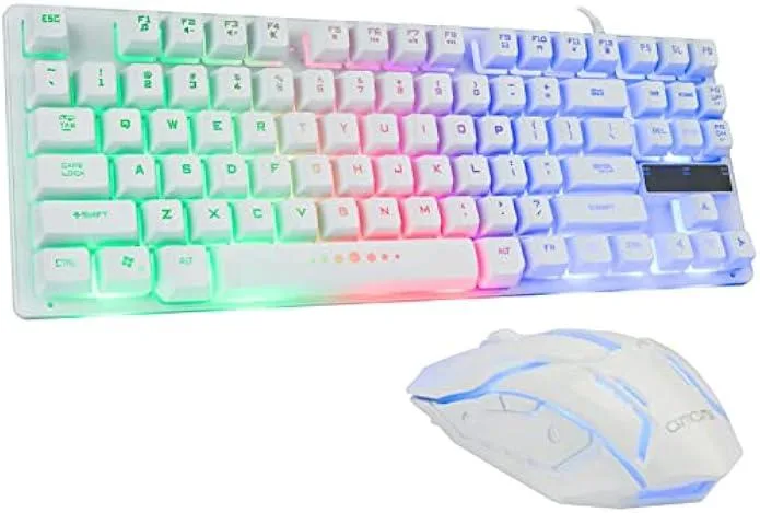 TAURKENAM TAURKENAM Gaming Keyboard and Mouse White 87-Key TKL 3600DPI 19 Anti-Ghosting — product photo