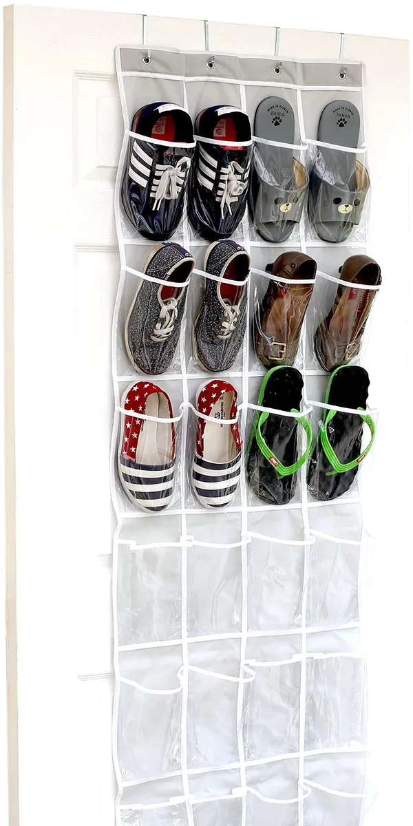  Simple Houseware 24-Pocket Over-Door Shoe Organizer, Gray — product photo