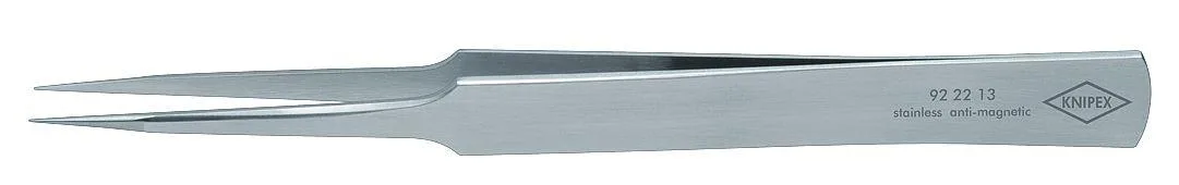 Stainless steel precision tweezers with straight needle-pointed tips