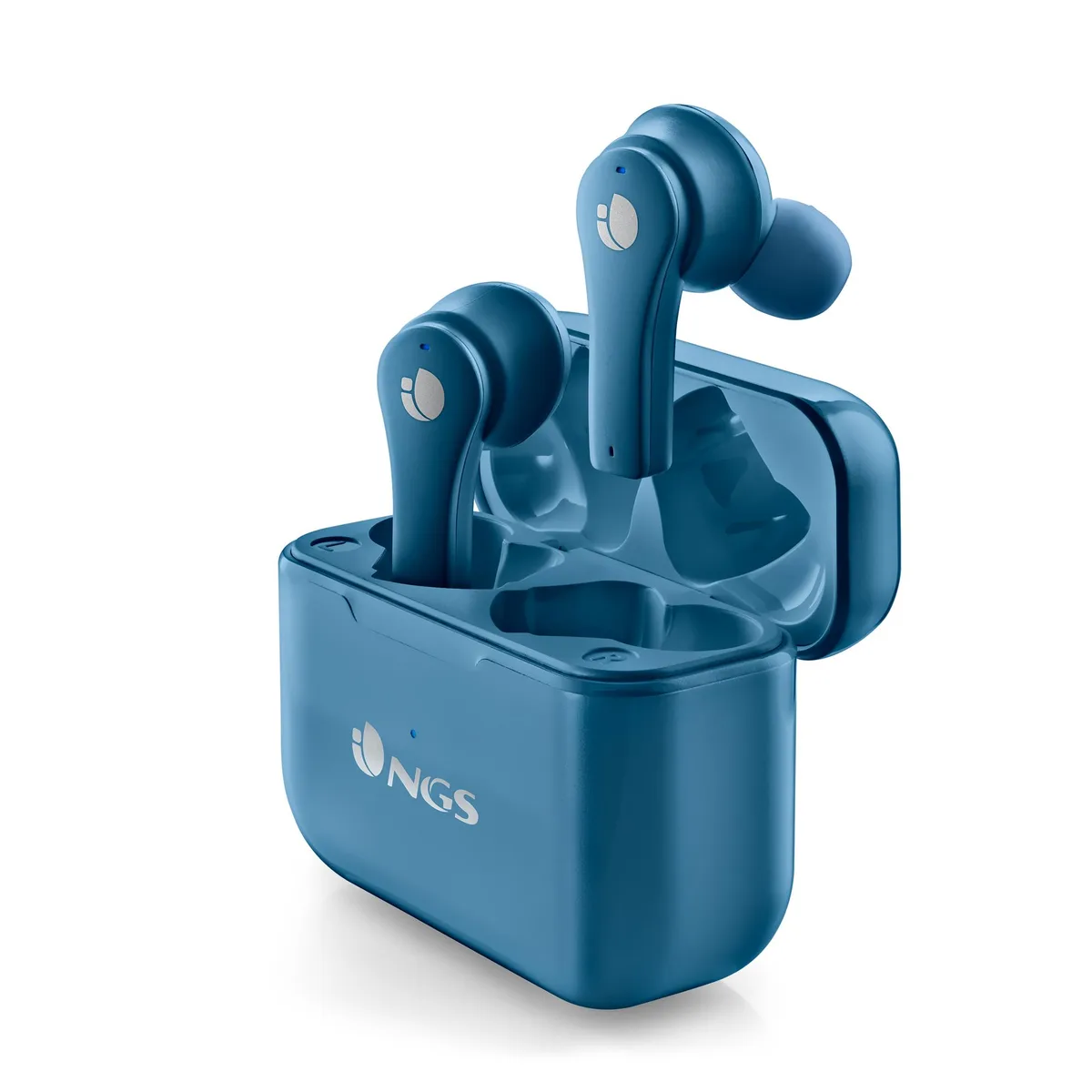 Azure true wireless earbuds in a compact charging case