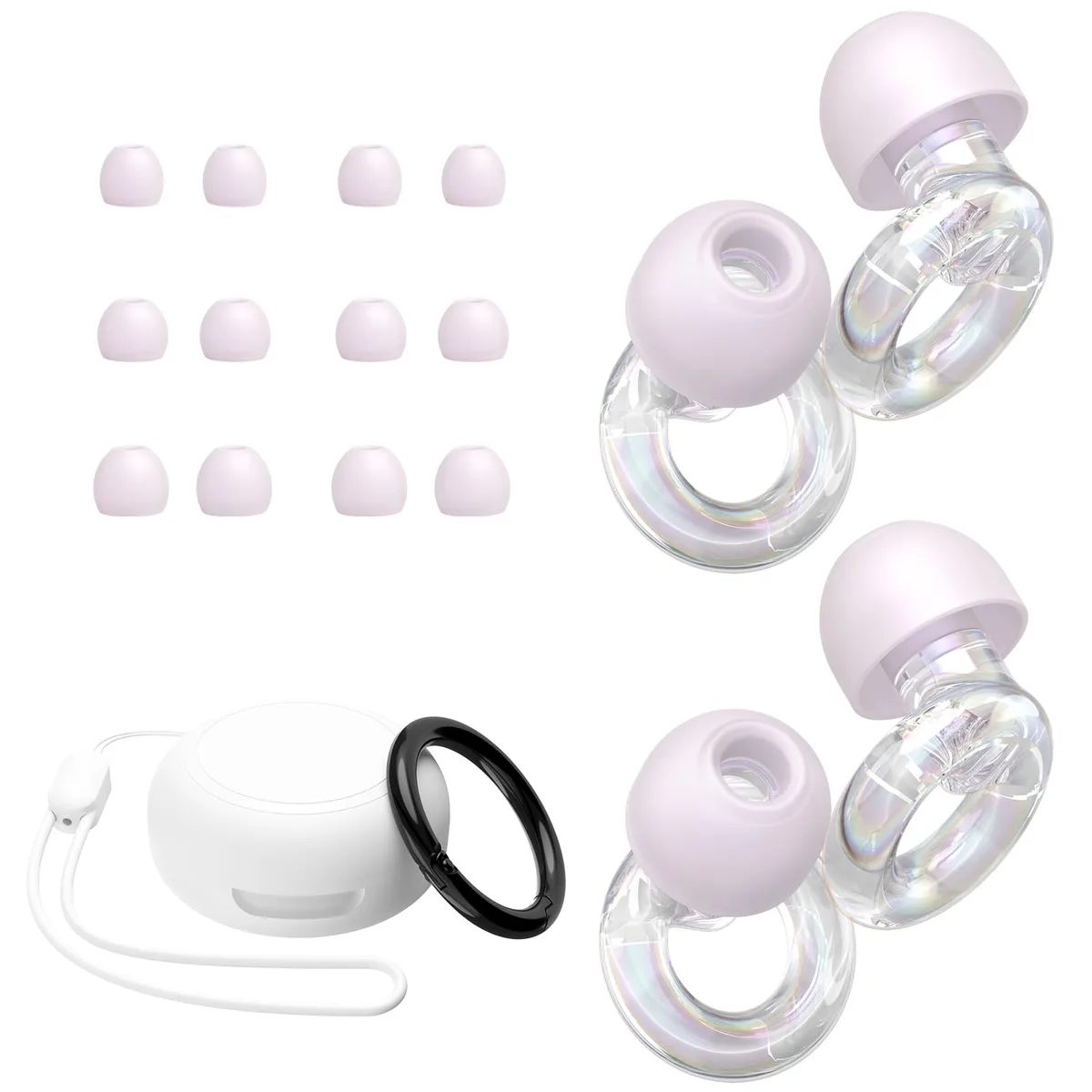Sunset iridescent in-ear earplugs with carry case and multiple tips