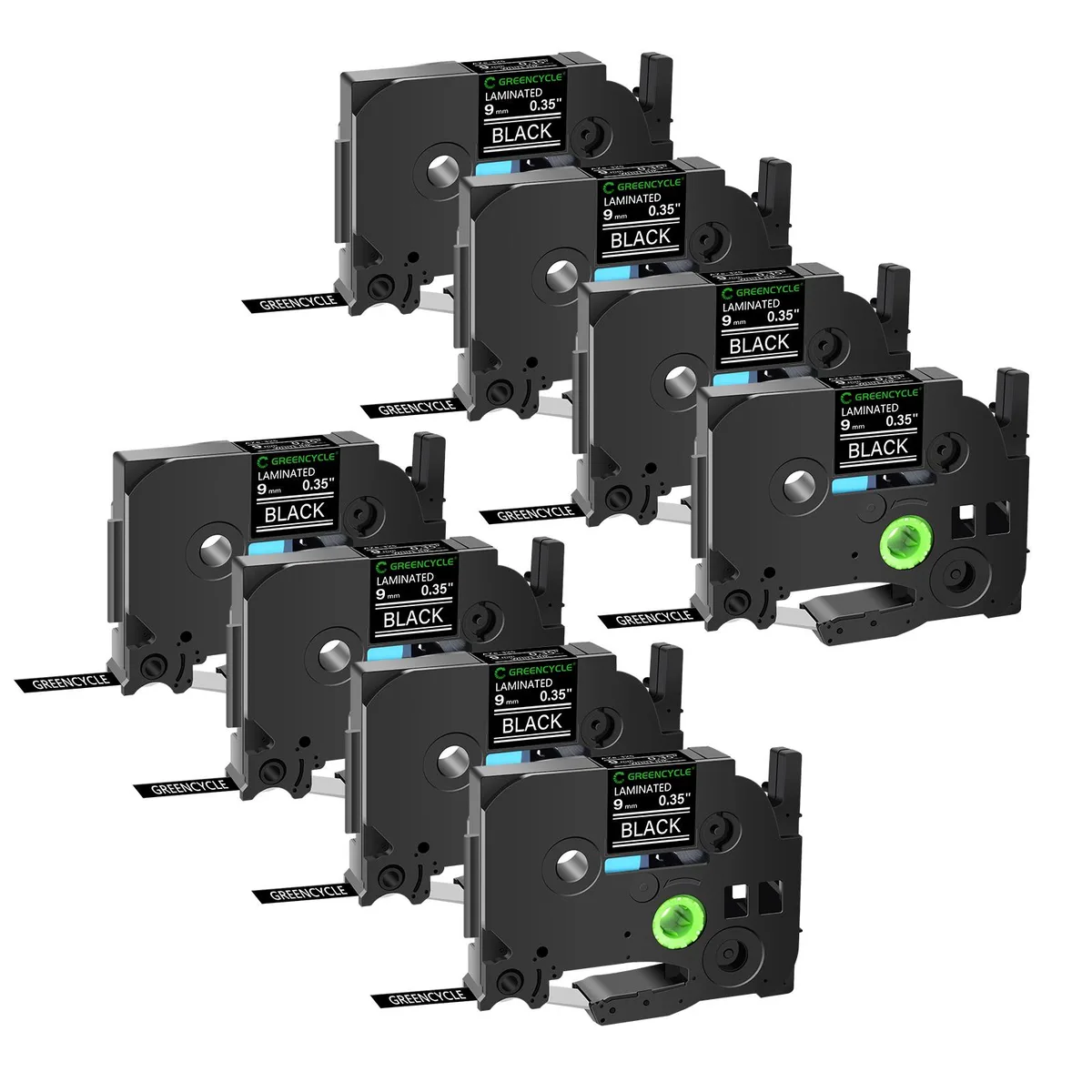 GREENCYCLE GREENCYCLE TZe-325 9mm White on Black Laminated Tape 8 Pack — product photo