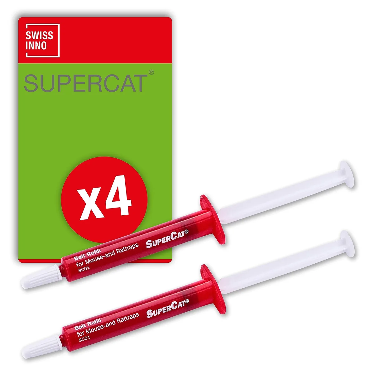 Four peanut butter bait syringes for SuperCat traps
