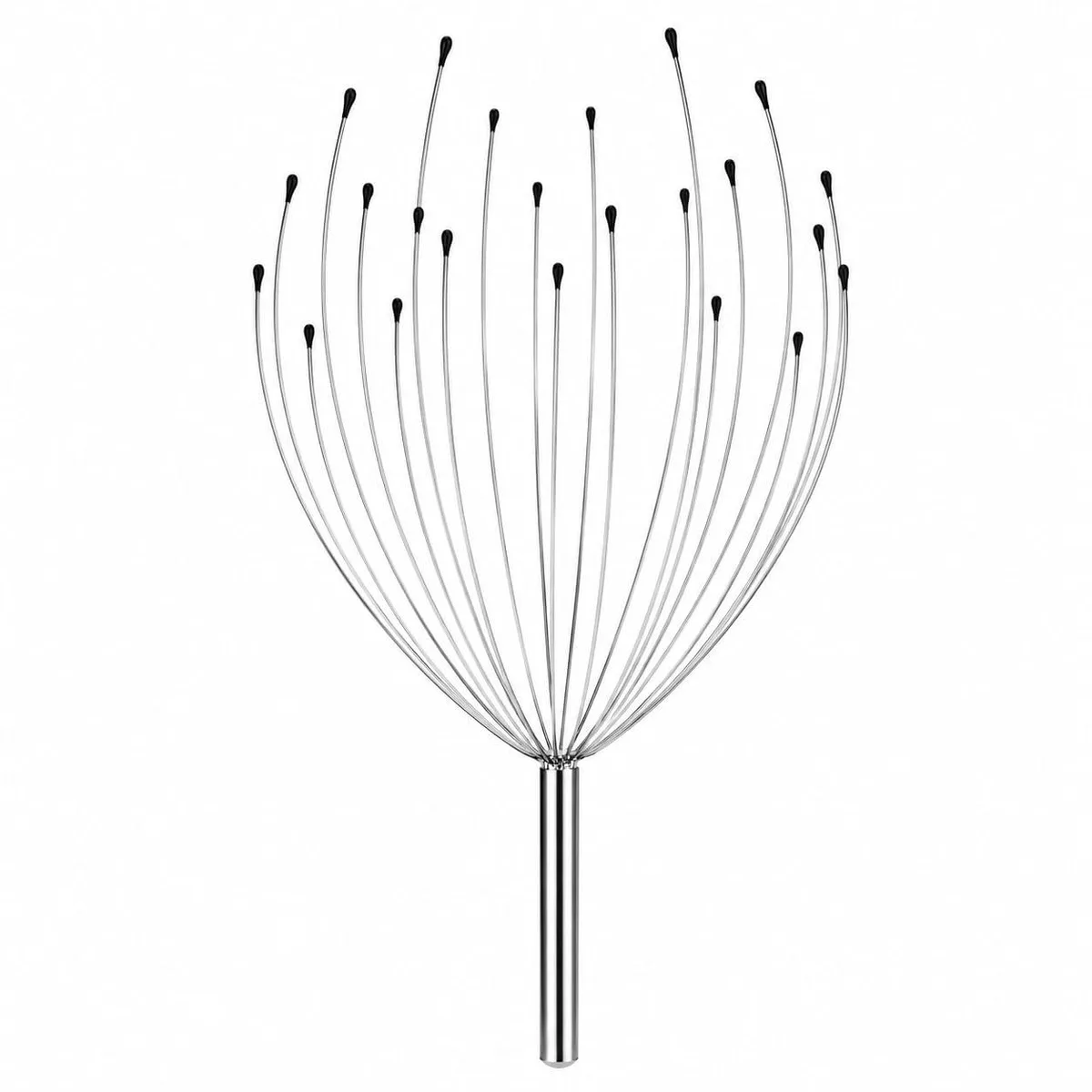 Manual metal scalp massager with flexible wire claws and rounded tips