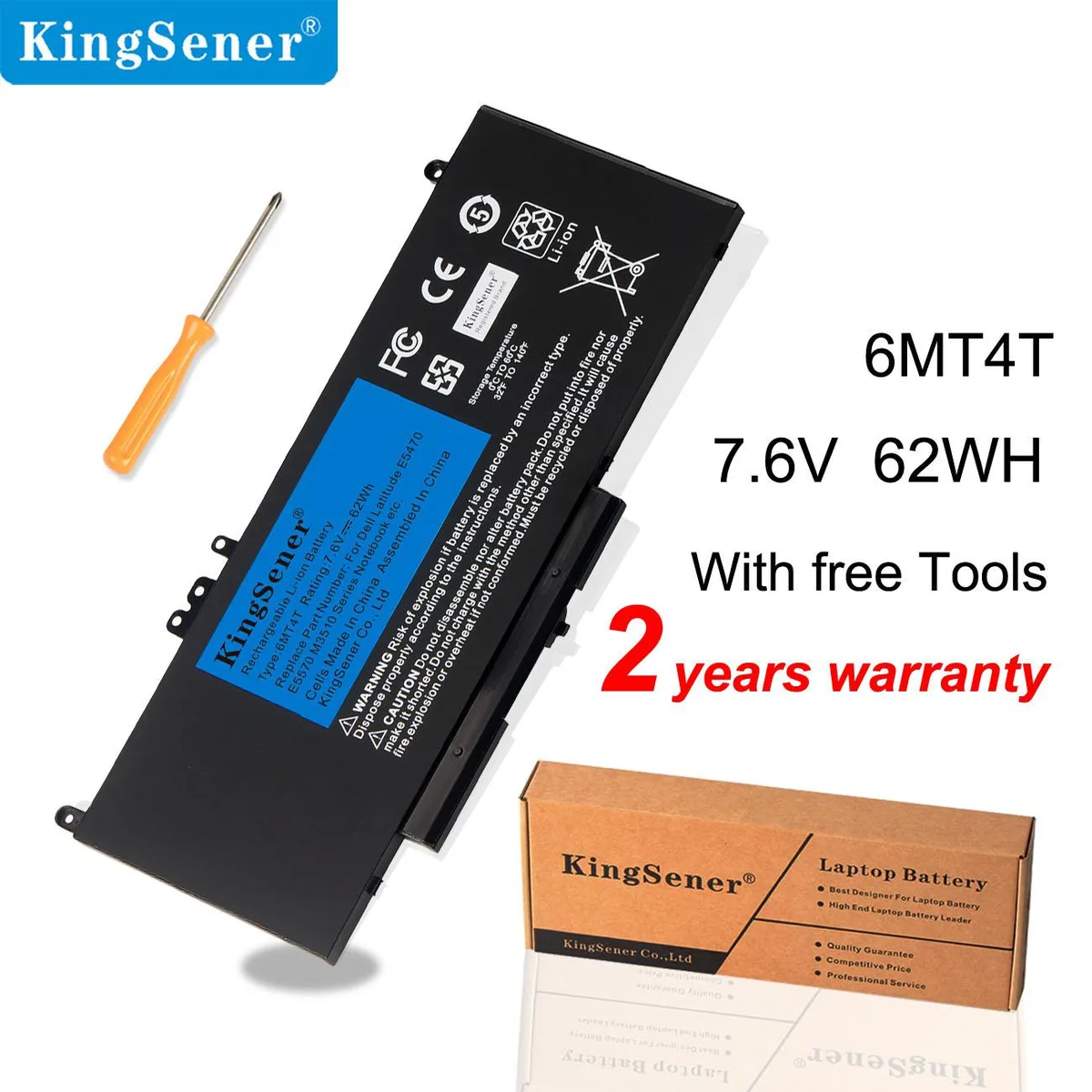 KingSener KingSener 6MT4T 7.6V 62WH 4-cell laptop battery — product photo