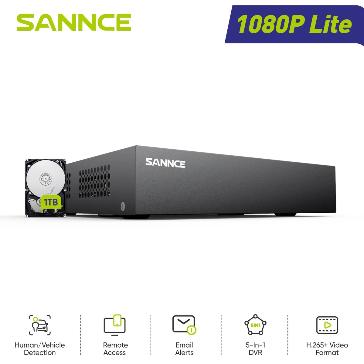 SANNCE SANNCE 8CH 2MP Wired Surveillance Security System 1TB HDD — product photo