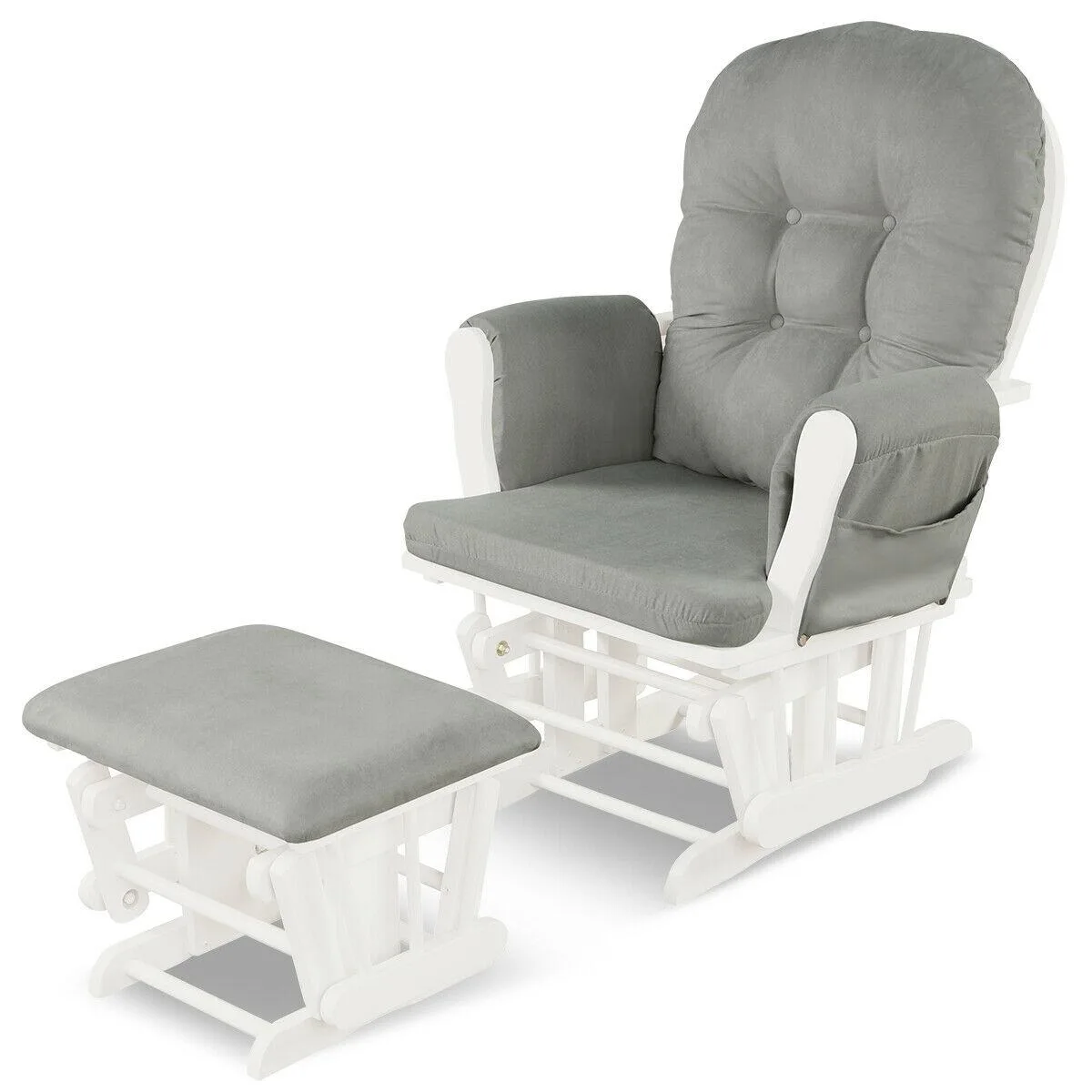 SlickBlue SlickBlue Wood Glider &amp; Ottoman Set, Moss Gray, 29.5" x 28.5" x 39.5 — product photo