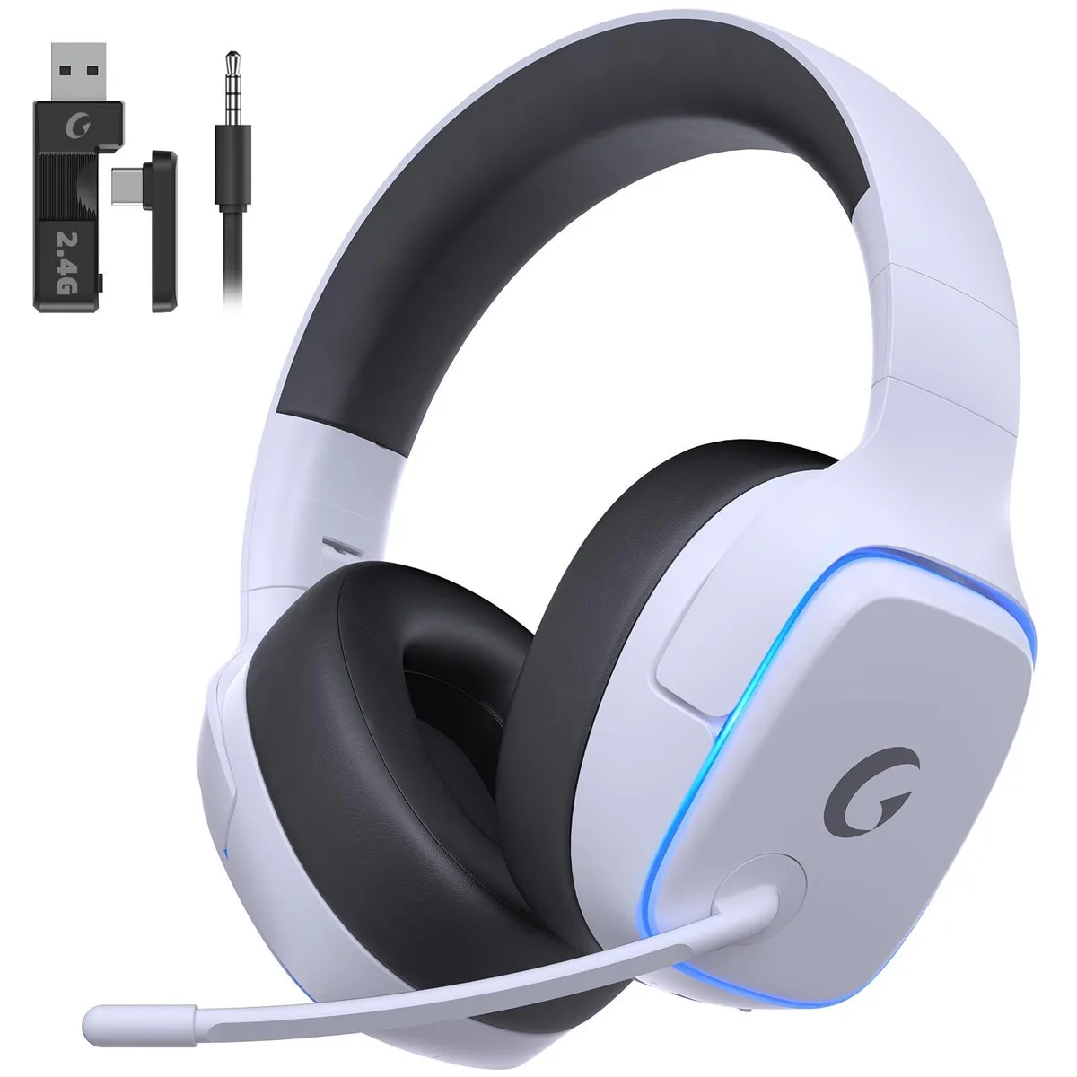 Gvyugke Captain 780 gaming headset 2.4GHz Bluetooth 5.3 70h white — product photo